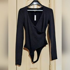Madewell Womens NWT Blk Stretch Wrap Chic Balletcore Bodysuit S